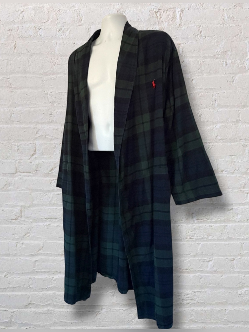 Polo Ralph Lauren Men’s Lightweight S/M Black Watch Plaid Flannel Robe